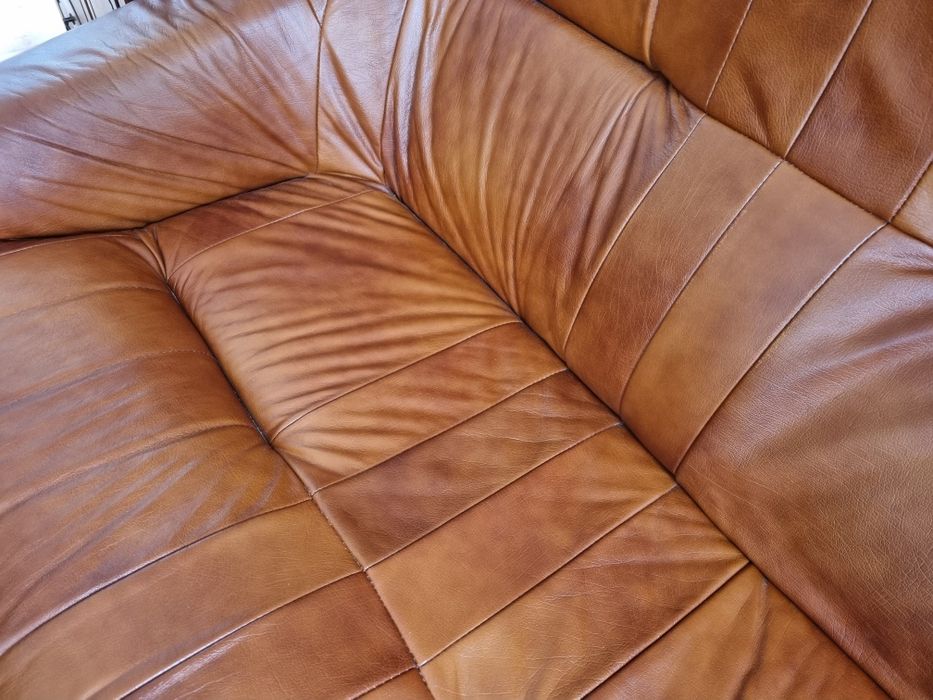 Sofa skórzana brązowa
