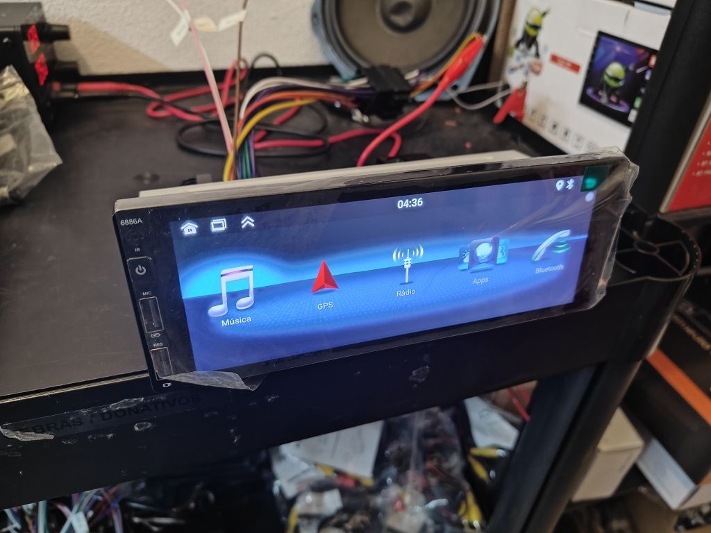 Rádio 1 DIN Android 13 ecrã 6.8" + Carplay + RDS + GPS