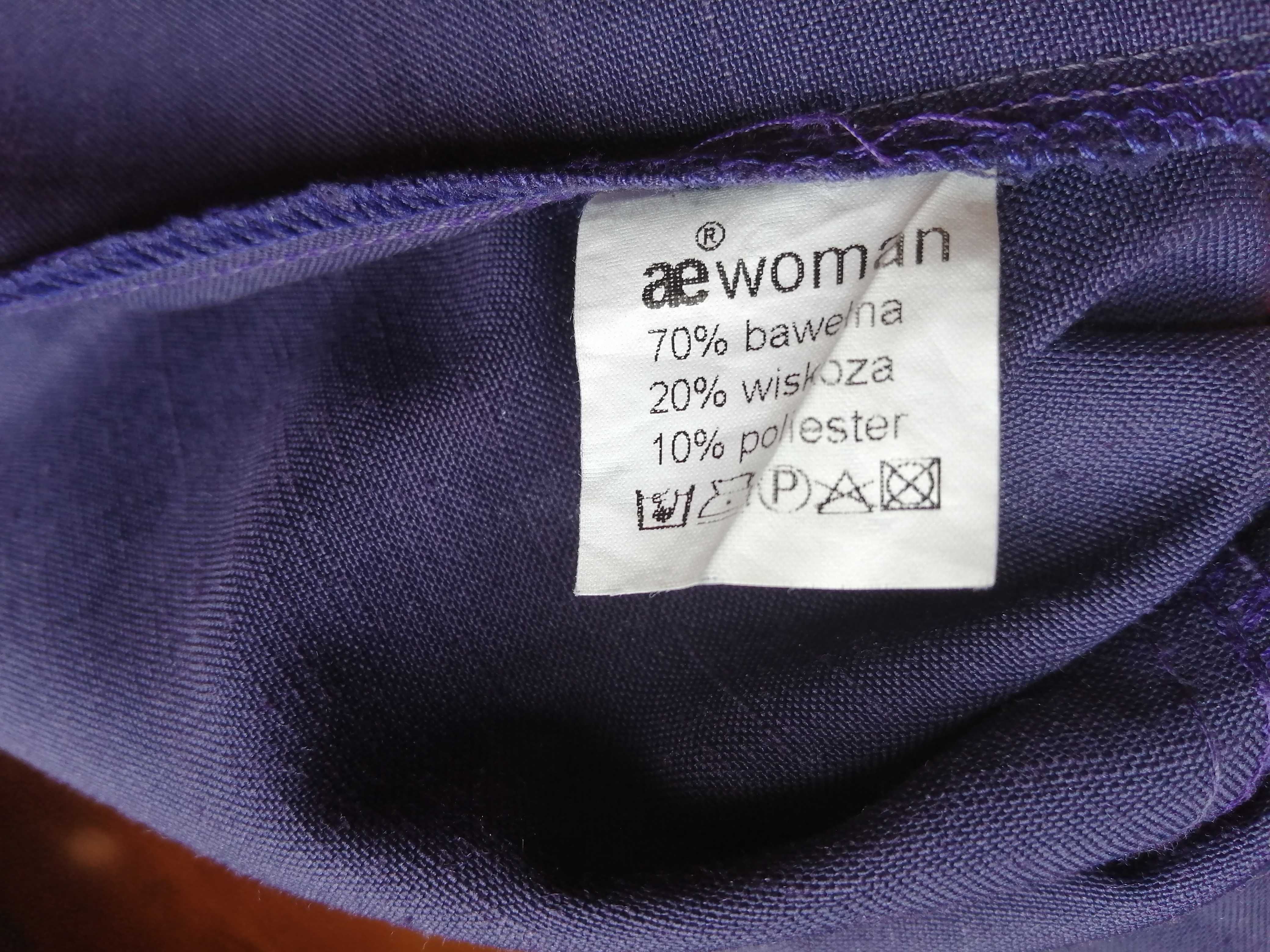 AE Woman Sukienka maxi bawełna krótki rękaw kieszenie fiolet S 36 8