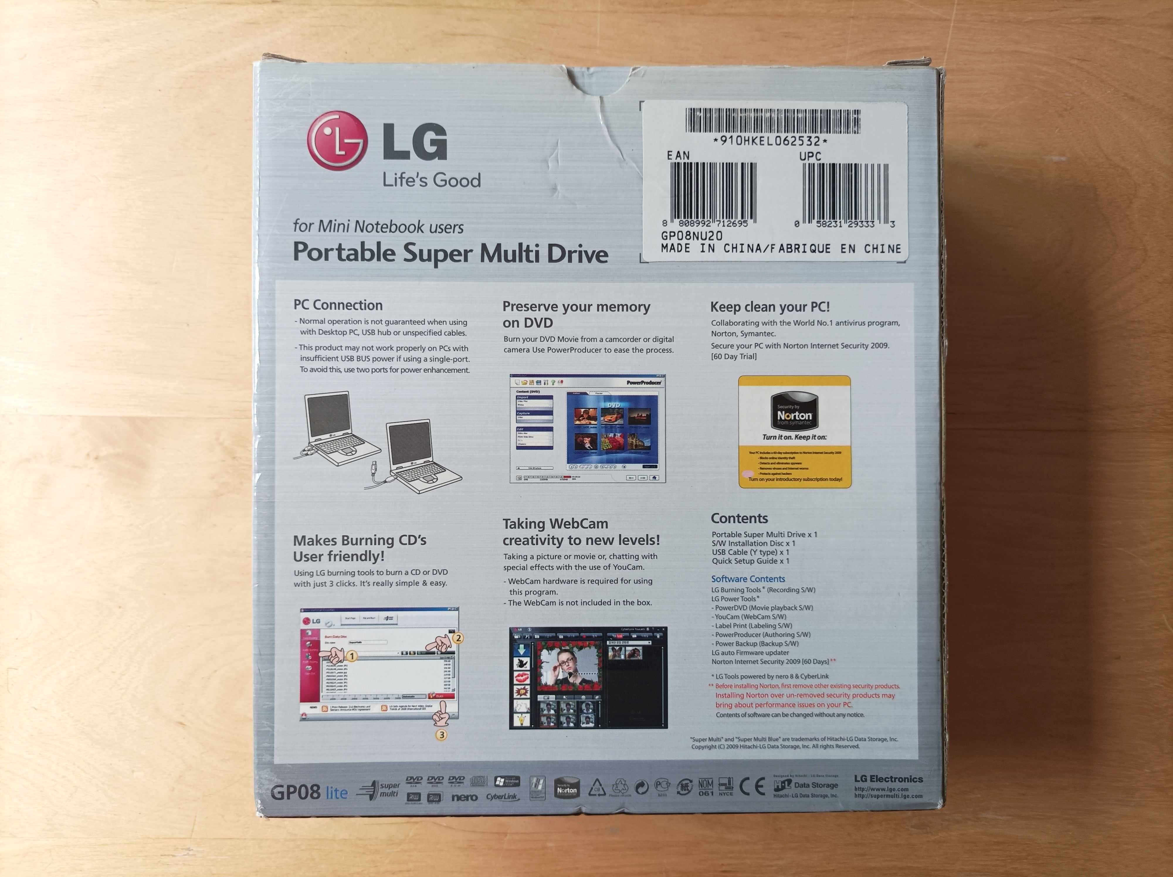 Nagrywarka LG Portable Super Multi Drive GPO8 lite - stan BDB