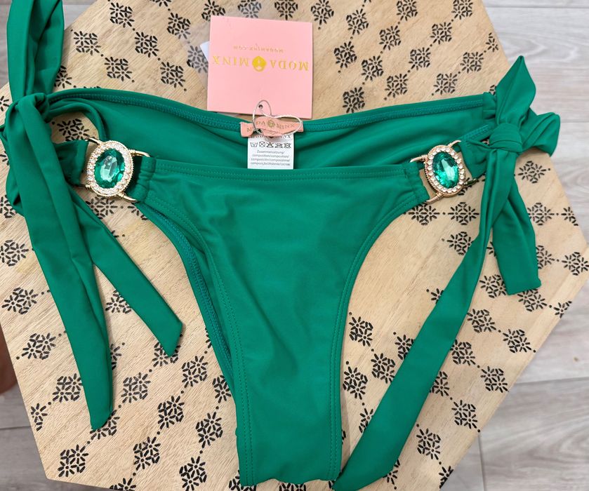 Zielone majtki od stroju kąpielowego S kryształy moda minx