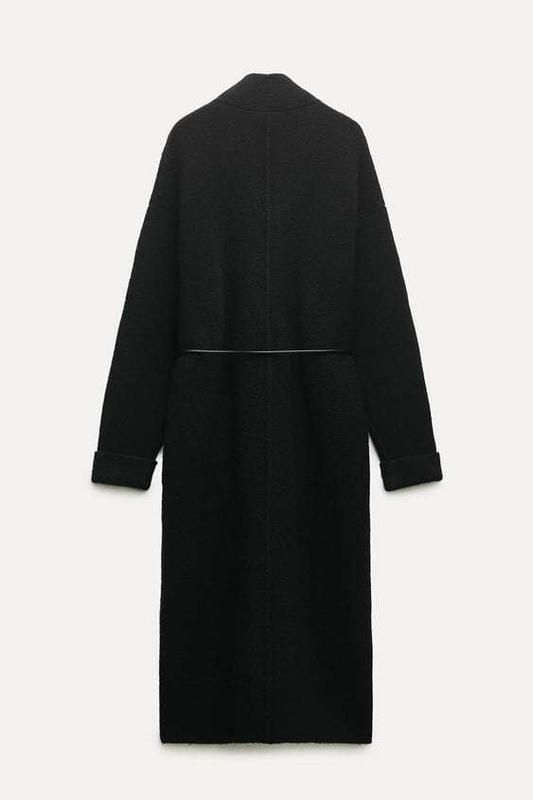 Трикотажне вовняне пальто zara чорного кольору в стилі The Row