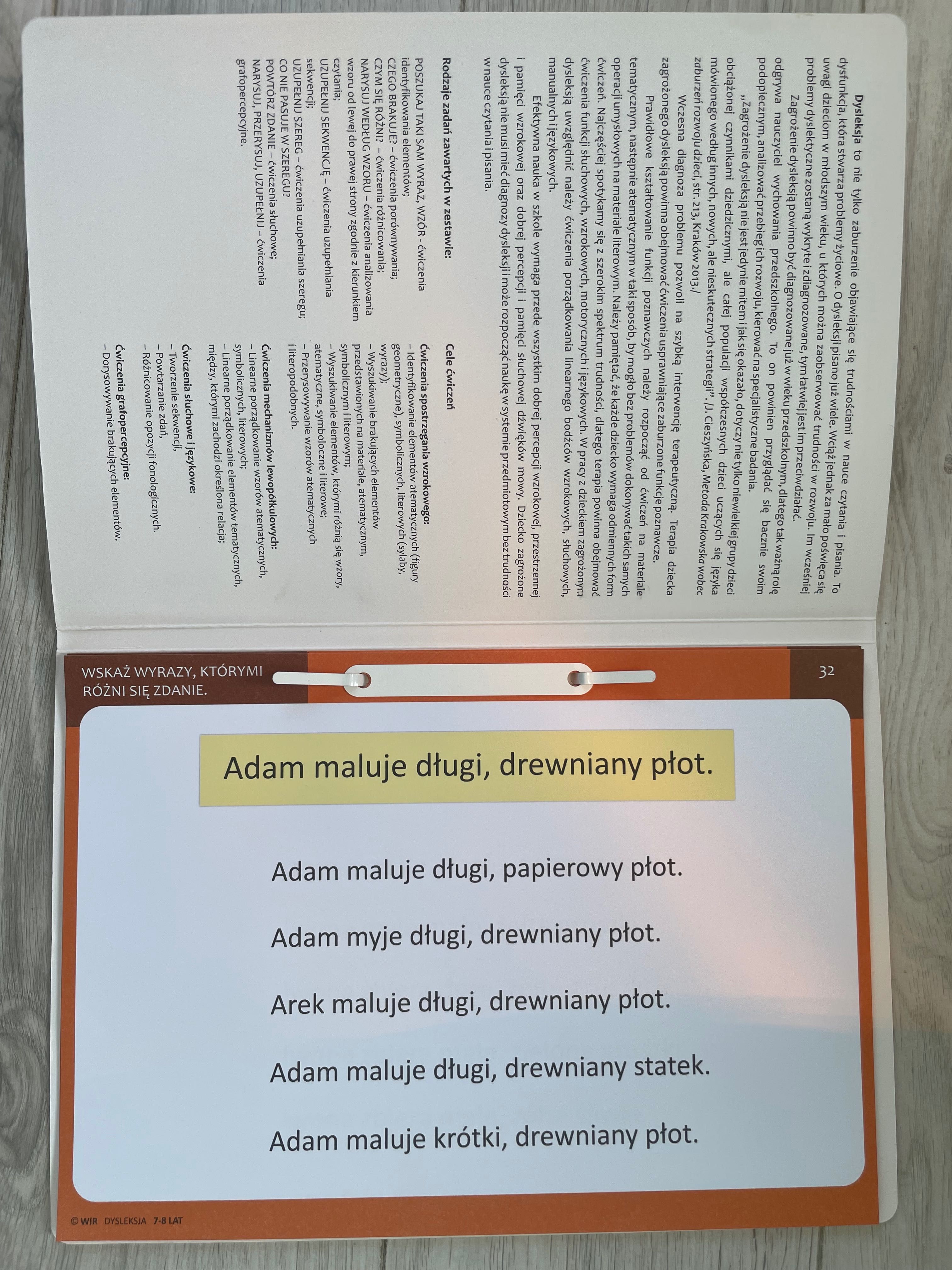 Dysleksja Ćwiczenia językowe dla dzieci zagrożonych dysleksją 9-10 lat