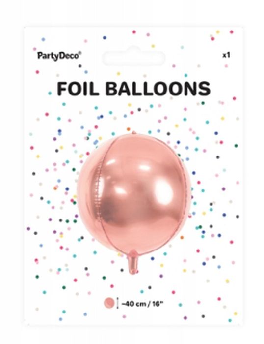 Balon foliowy kula różowe złoto 40 cm PartyDeco ozdoba imprezowa