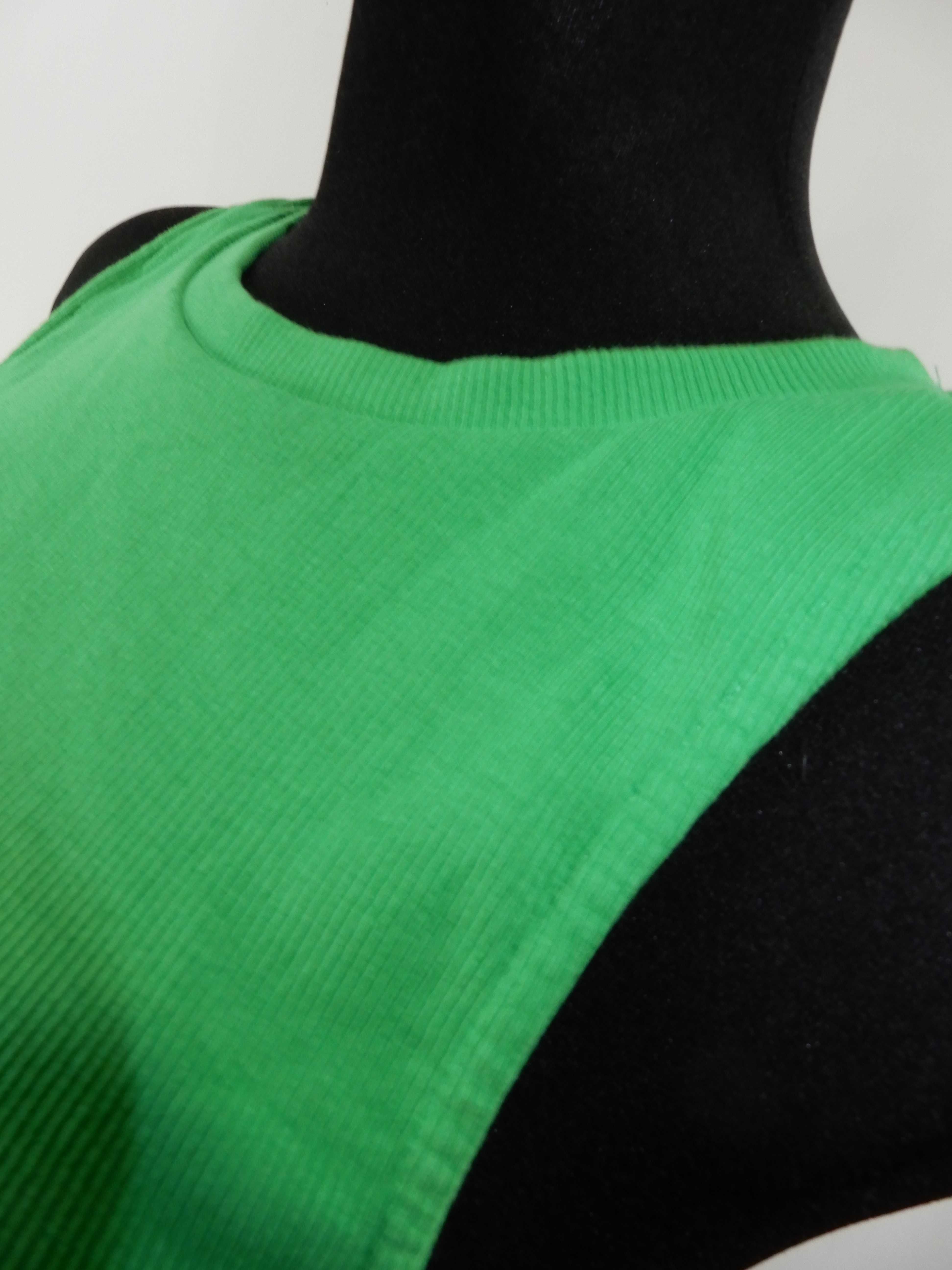 Crop top krótka bluzka prążkowana zielona Zara 38 M
