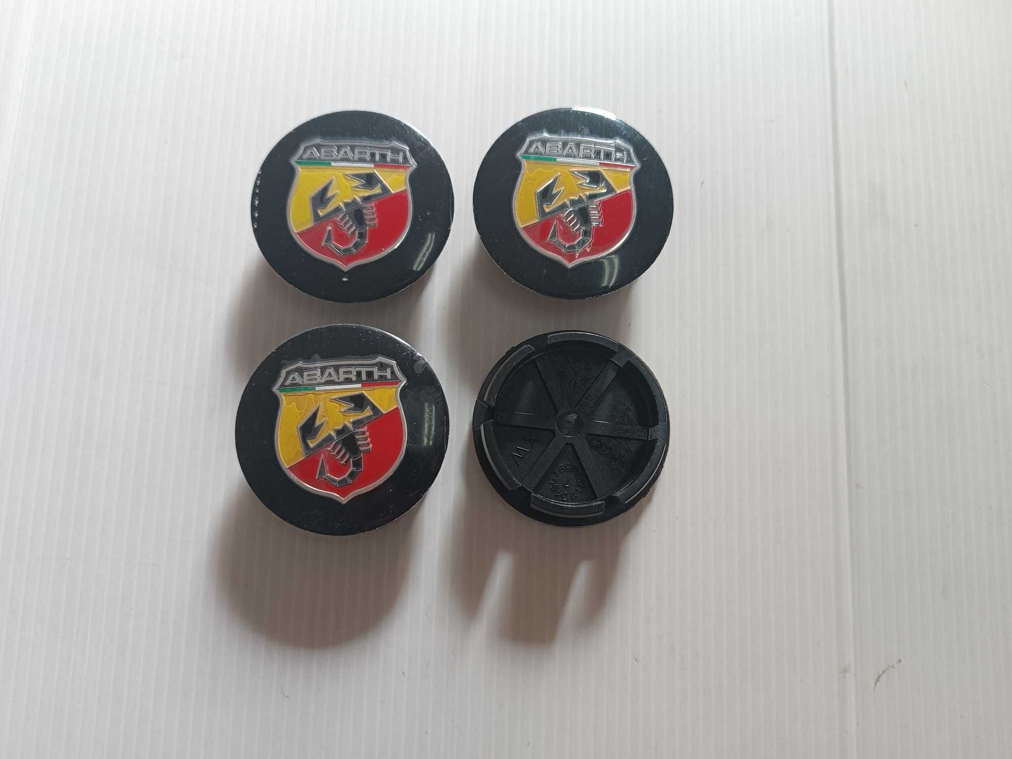 Centros/tampas de jante com 50, 56 e 60mm e símbolos Abarth