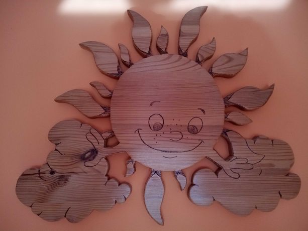 Ozdoba sosnowa słoneczko lite drewno ręcznie wykonana