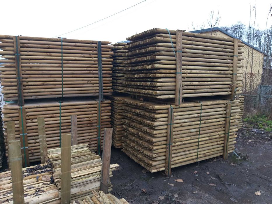 Palisada drewniana wałki paliki do drzewek sosnowe 6x180cm wysyłka!
