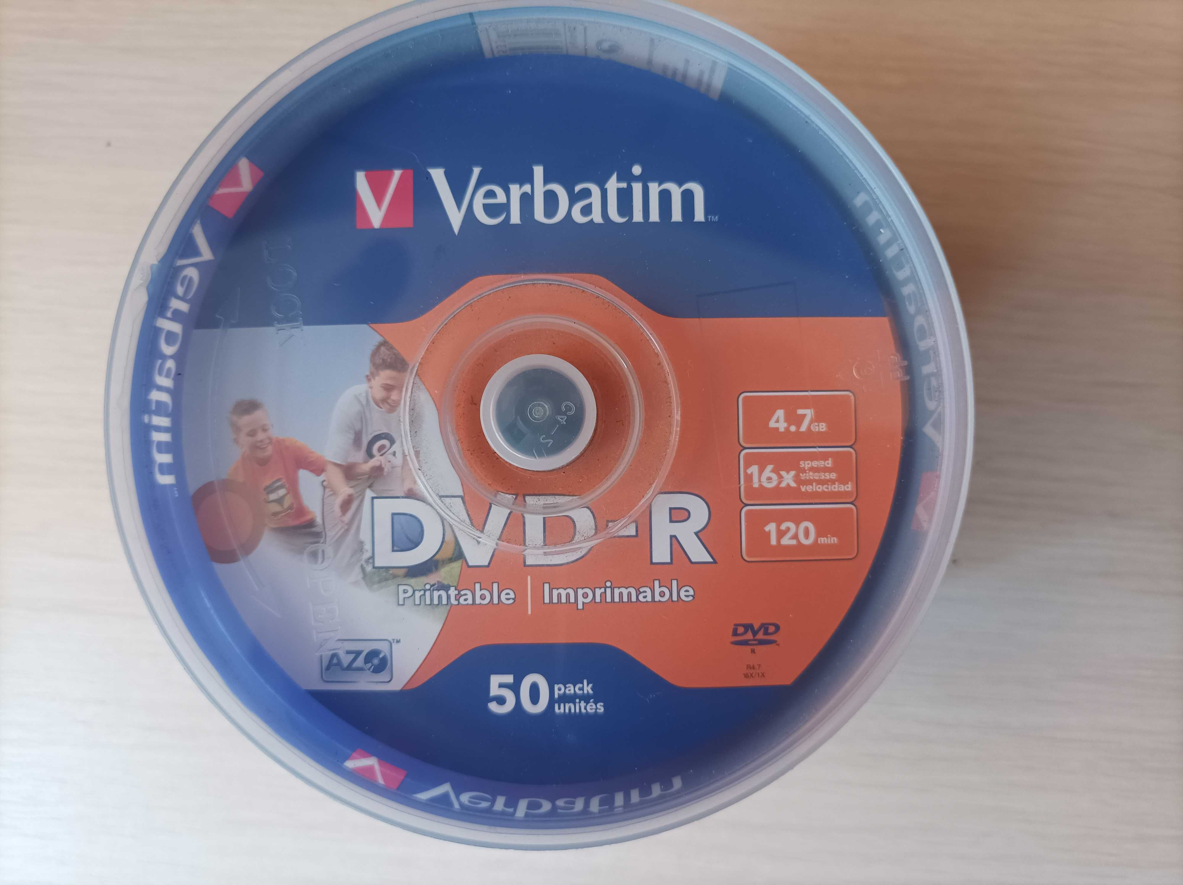 Verbatim 50 дисков DVD-R принтабельные в кейках