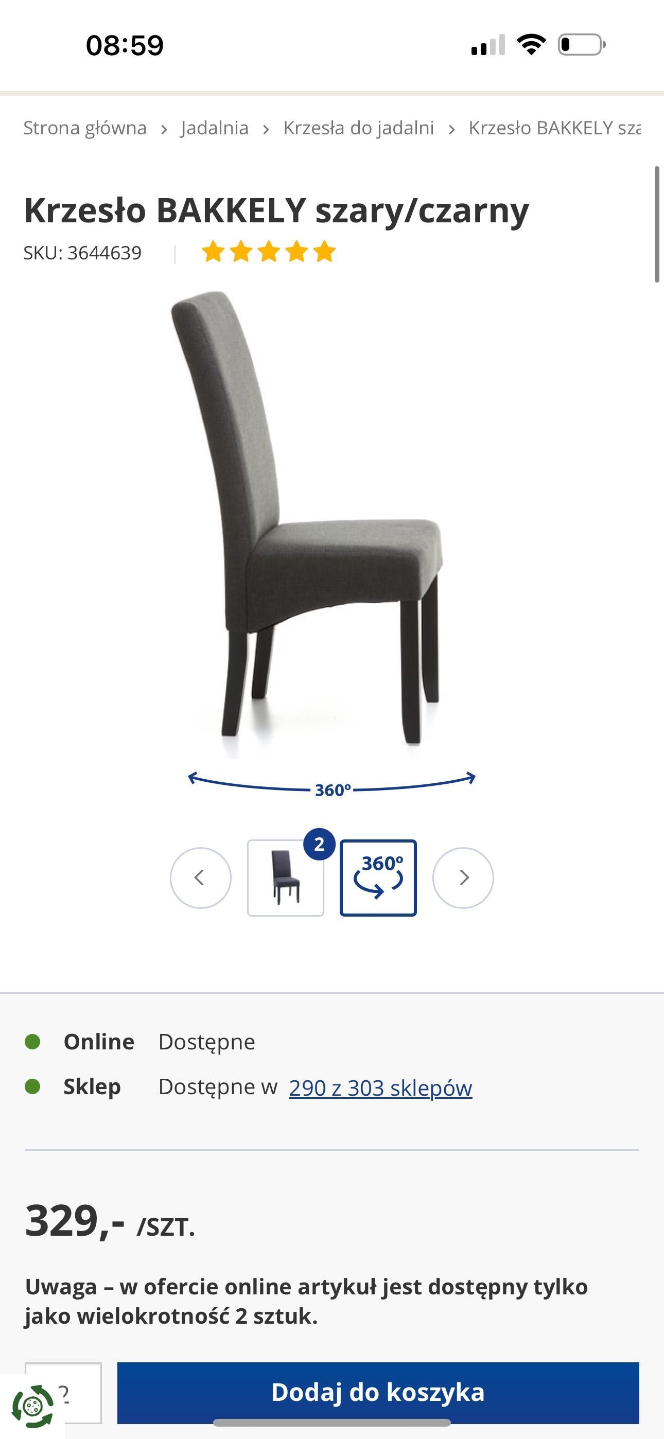 Krzesło BAKKELY szary/czarny - 6 szt
