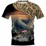Męski T-Shirt z Nadrukiem 3D Prezent dla Wędkarza na Ryby - XXL