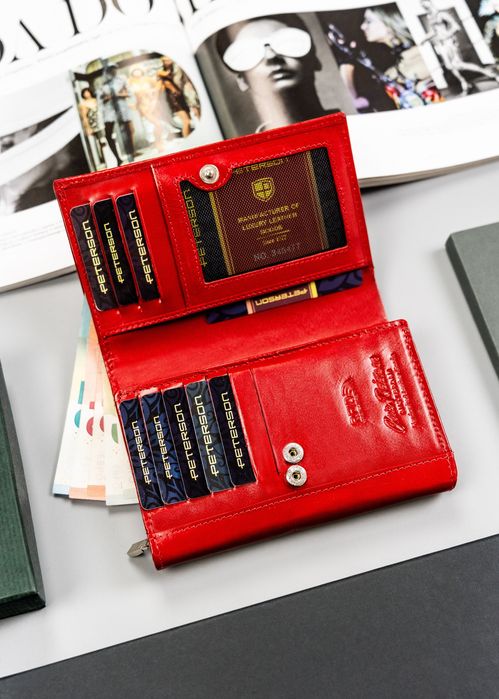 portfel damski skórzany ptn d15-ngv-7551 red