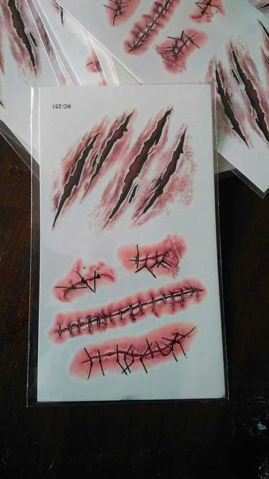 Halloween Walking Day Tattoo fake temporário terror cicatriz