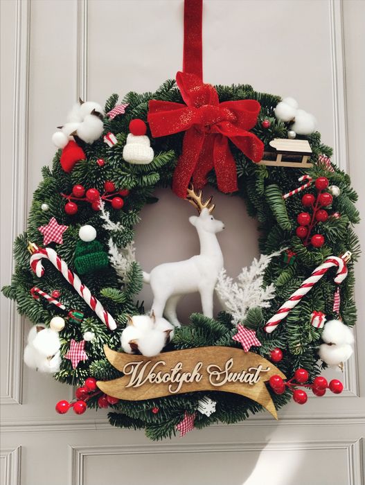 Wianek na drzwi Boże Narodzenie święta wieniec bożonarodzeniowy