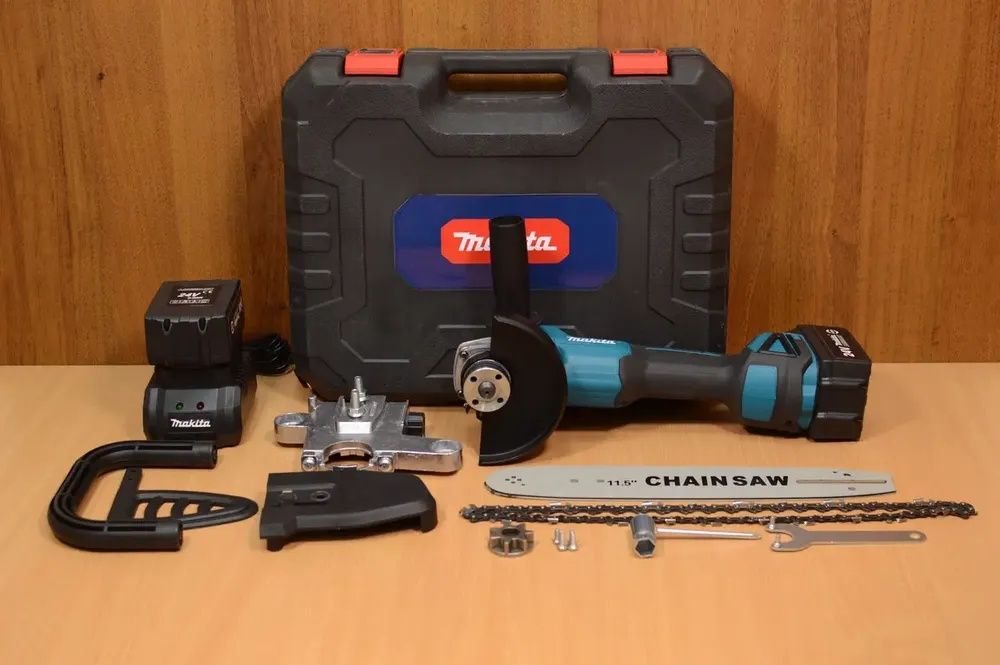 Аккумуляторная болгарка с насадкой для пилы Makita DGA540