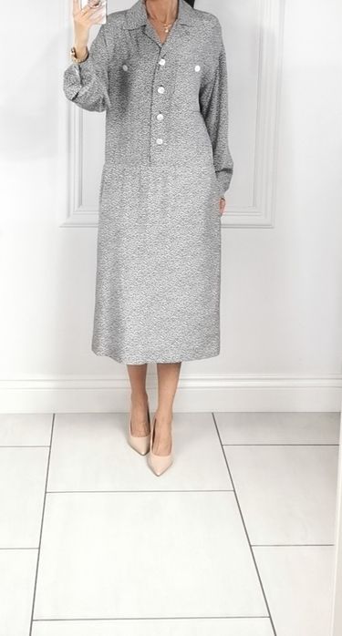 A-k-r-i-s Jedwabna Sukienka Damska Koszulowa xl silk