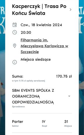 Dwa Bilety na koncert Kacperczyka Szczecin