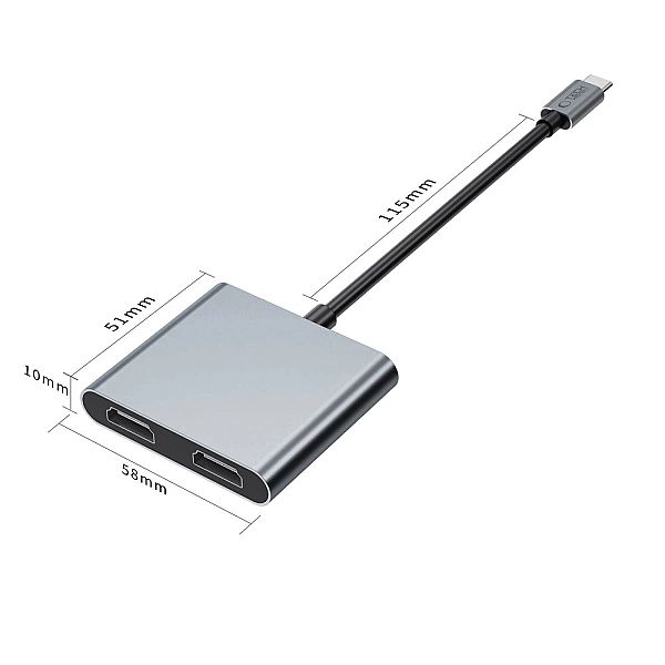 Tech-Protect Hb08 Hub Adapter 4In1 Type-C + Usb2.0 + 2 X Hdmi 4K 60Hz