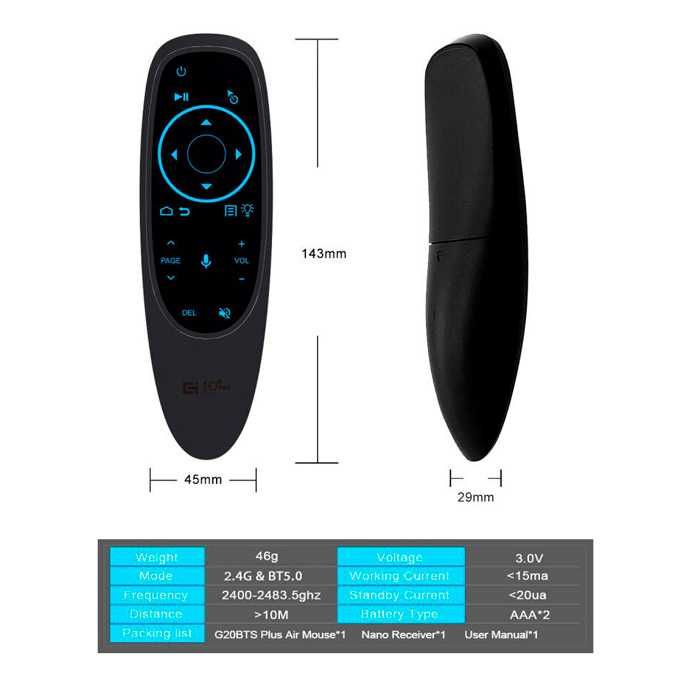 Air Mouse G10S Pro BT - аэропульт, гироскоп подсветка микрофон блютуз