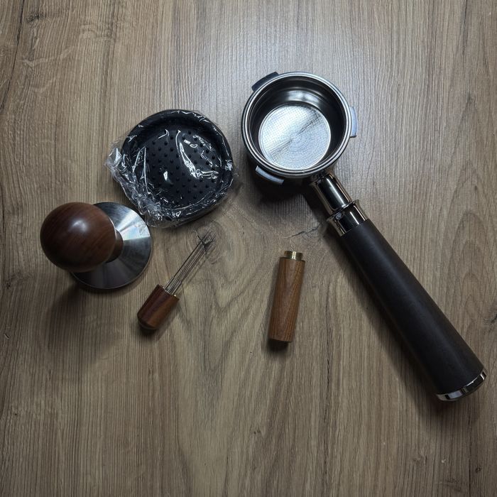 Комплект кофе 3в1 Рожок (портфільтр) 59 мм + темпер + WDT інструмент