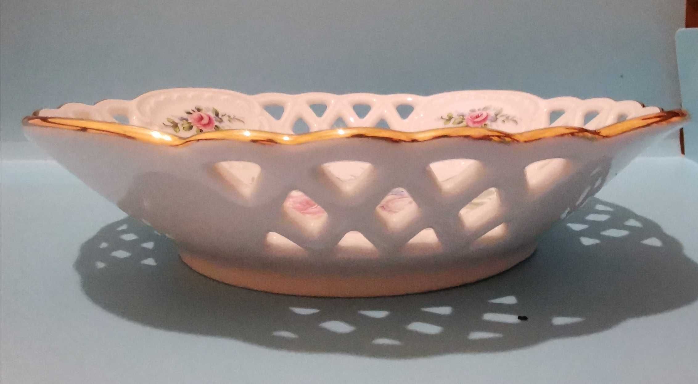 Kleiber 22 karat, koszyk ażurowy, porcelana ręcznie malowana