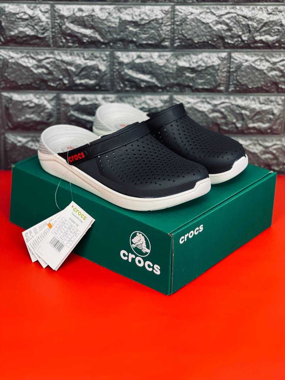 Шльопанці Crocs чоловічі 36-45! Black\White легкие Курортные Крокс