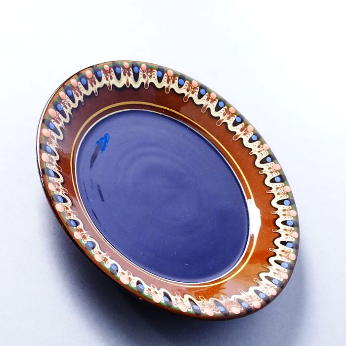 folk ręcznie malowany naścienny gliniany talerz patera