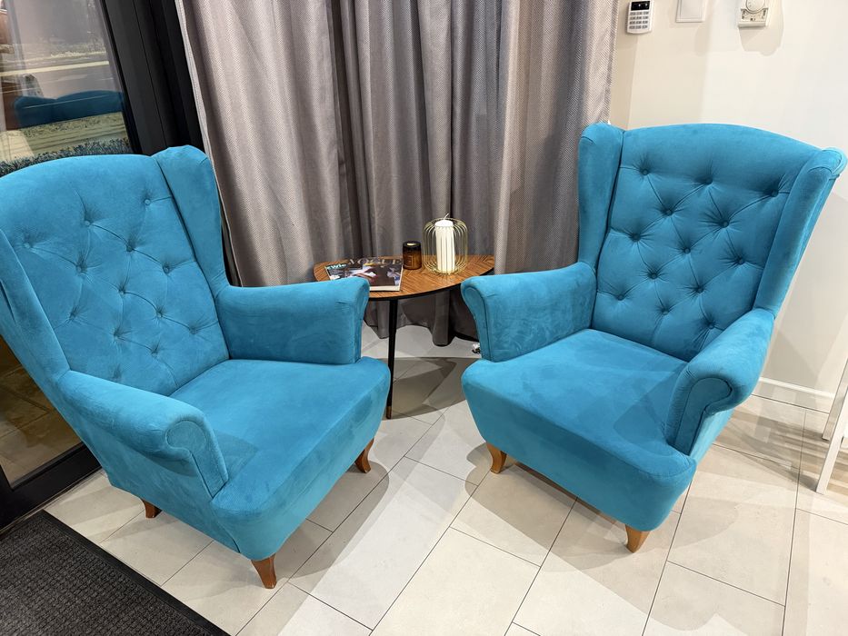 Fotel uszak turkusowy 2 sztuki