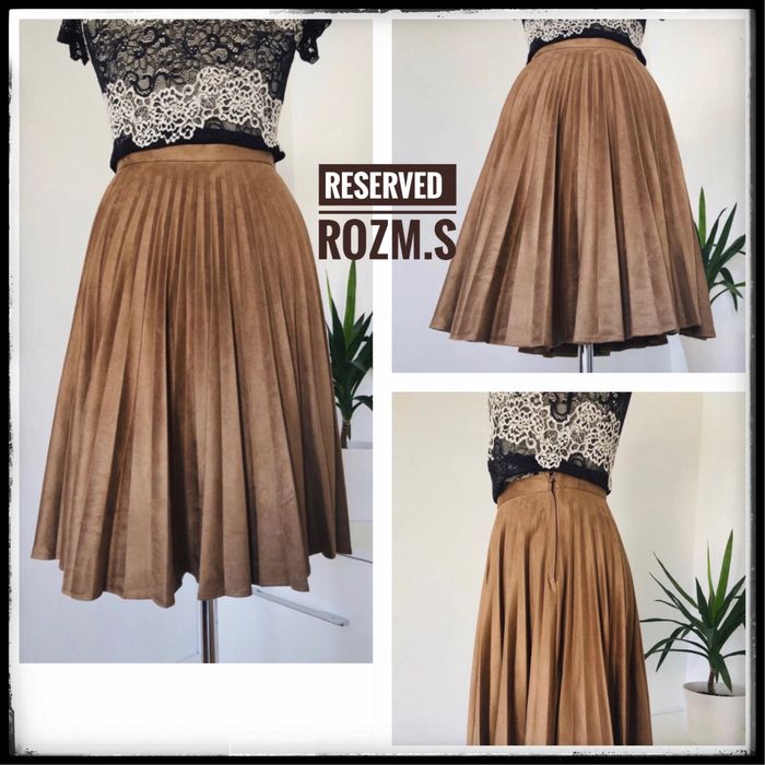 109.r.S. J.nowa Reserved Plisowana midi brązowa rozkloszowana spódnica