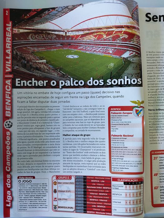 Programa Benfica Villarreal Champions league 2005/2006