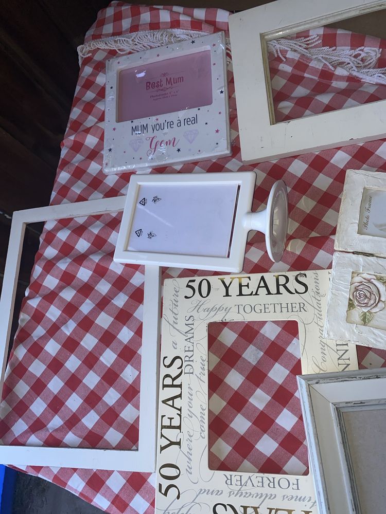 15 ramek biala oprawa drewna / ceramiczna cena za calosc