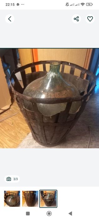 Gąsior butla balon na wino z koszem około 60 l