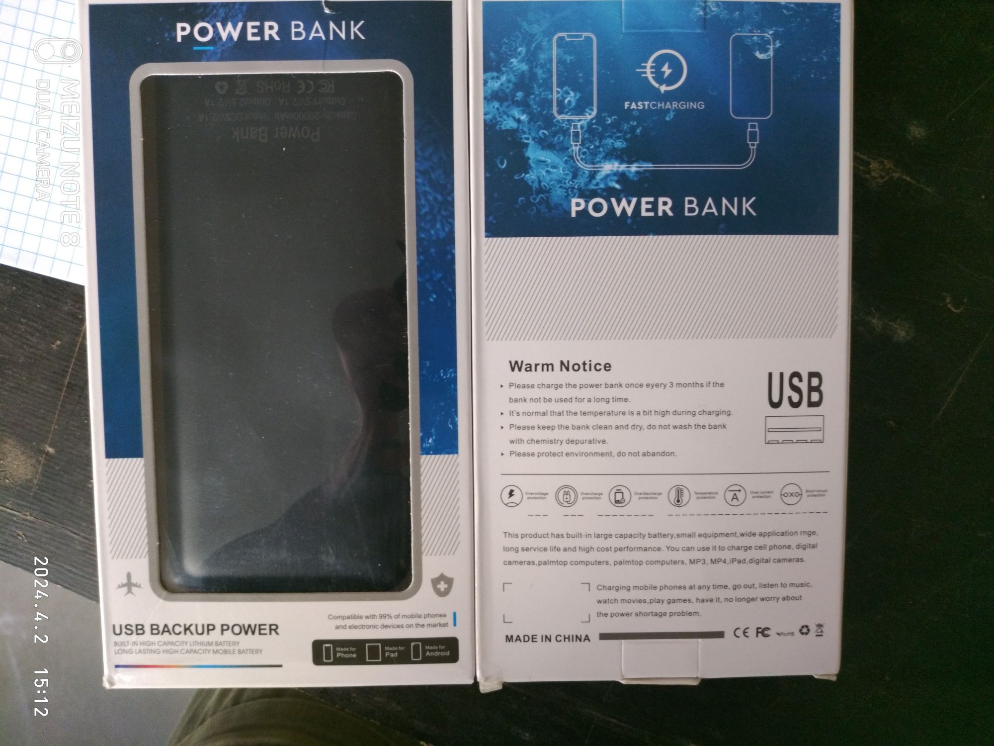 Новый powerbank 20000mAh , 3 выхода на 2.1а, зарядка от microUS