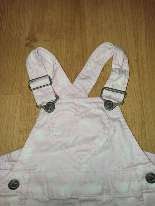 Spódniczka ogrodniczka H&M w groszki z kieszonką serduszkiem 68cm