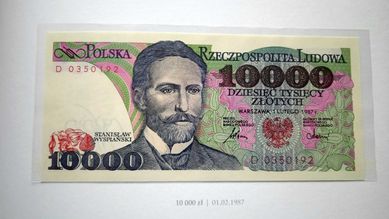 Banknot PRL 10000 zł 1987 D st.1 UNC