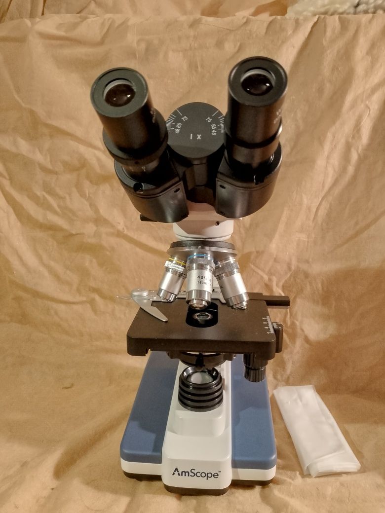 Mikroskop biolog. 1000x AmScope LED XY dwuoczny pzo studar zeiss delta