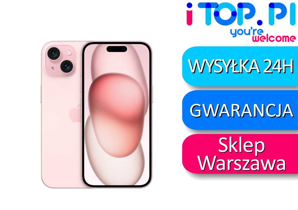 iPhone 15 128gb E-Sim Różowy Sklep Wawa Gwarancja 12 miesięcy