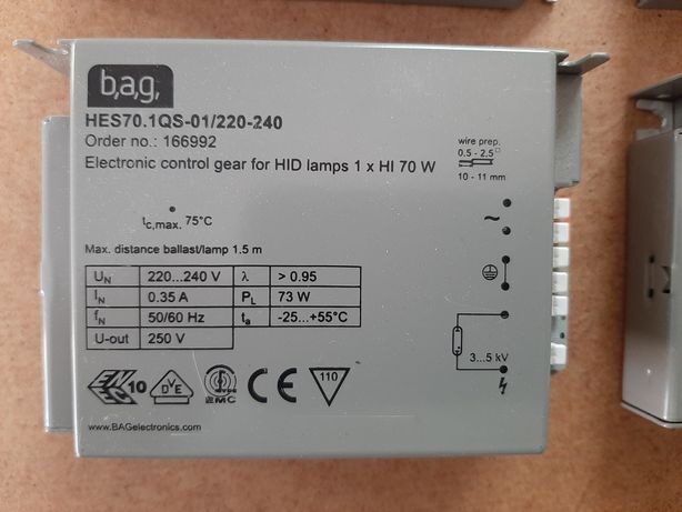 Statecznik elektroniczny 70W firmy BAG model HES70.1QS-01/220-240