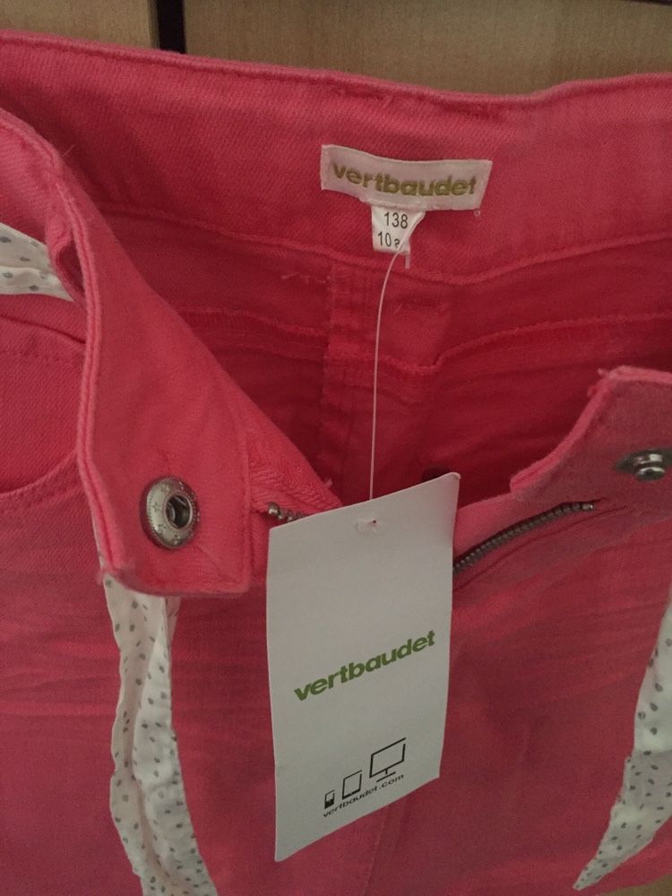 Saia jeans rosa Vertbaudet novo T.10 anos