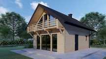 Dom całoroczny, drewniany, 90m2, taras, balkon, piętro 2 pokoje
