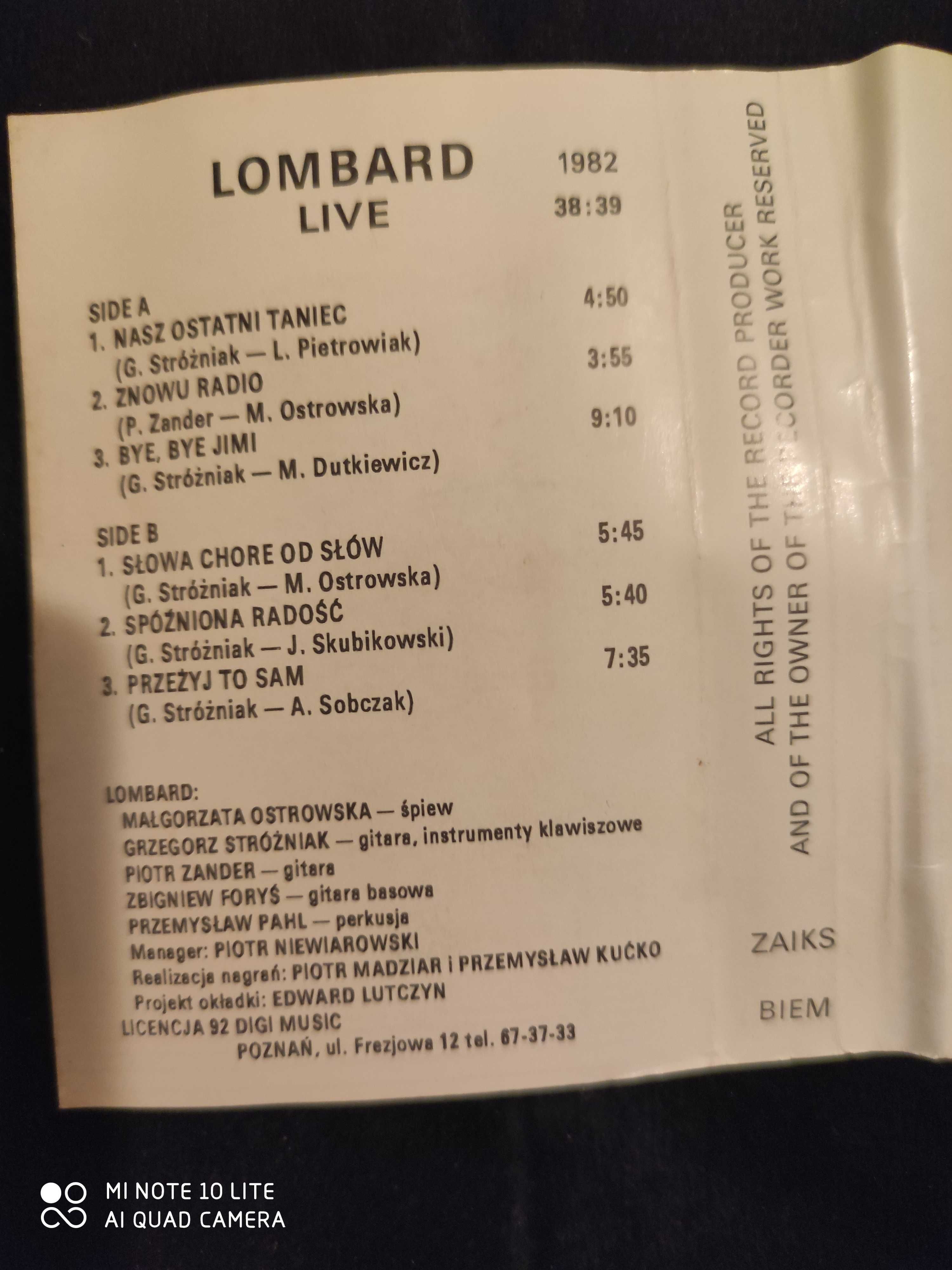 Lombard Live kaseta 1982