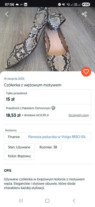 Szare i wężowe czółenka na średnim obcasie, 2 pary