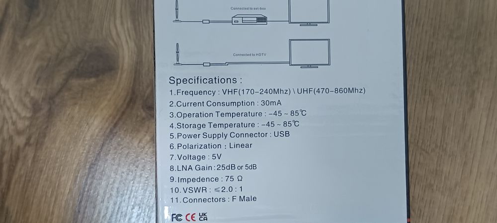 Antena telewizyjna HDTV 4K ze wzmacniaczem mocna