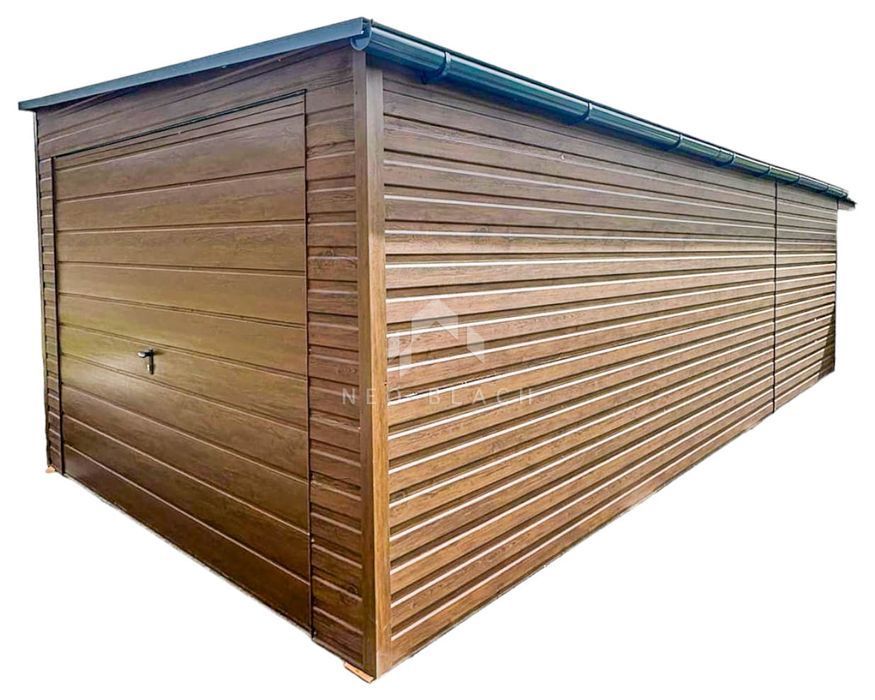 Garaż Blaszany 3,5X8M + Wiata 1M Brama Uchylna Drzwi Rynny  Nb191