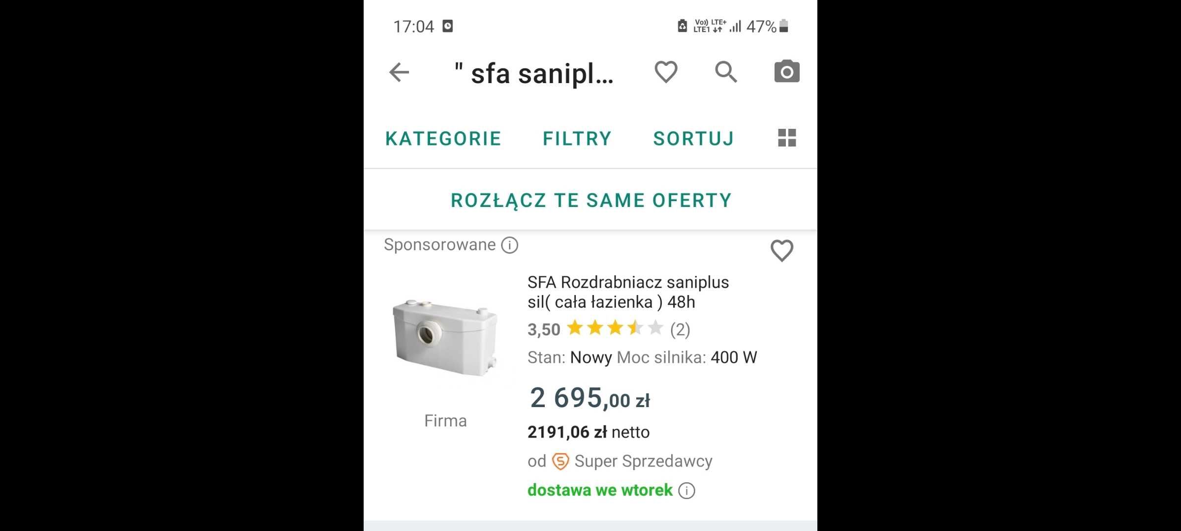 Rozdrabniacz do WC SFA Saniplus Silence cała łazienka młynek