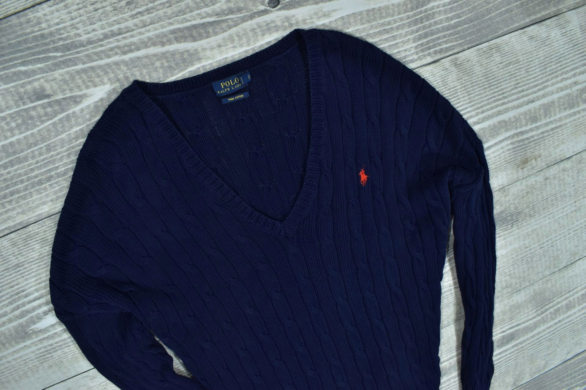 RALPH LAUREN Sweter Damski Warkocz Oversize XL