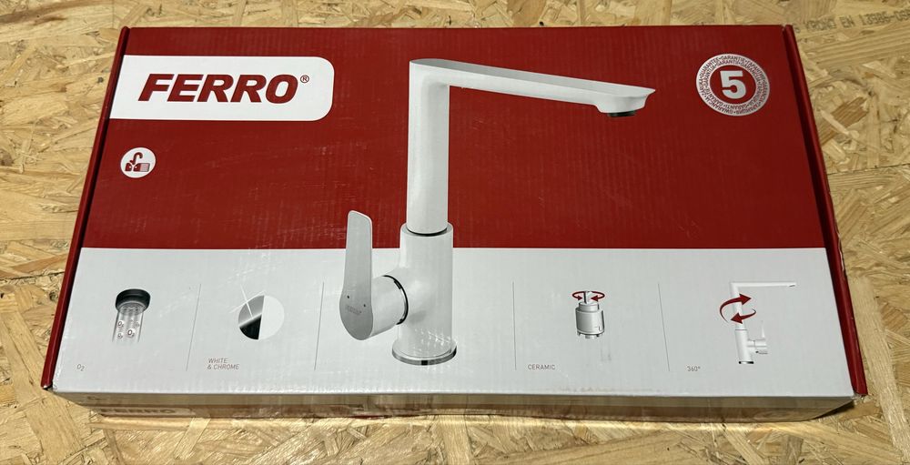 FERRO ADORE bateria kuchenna stojąca, chrom/biała