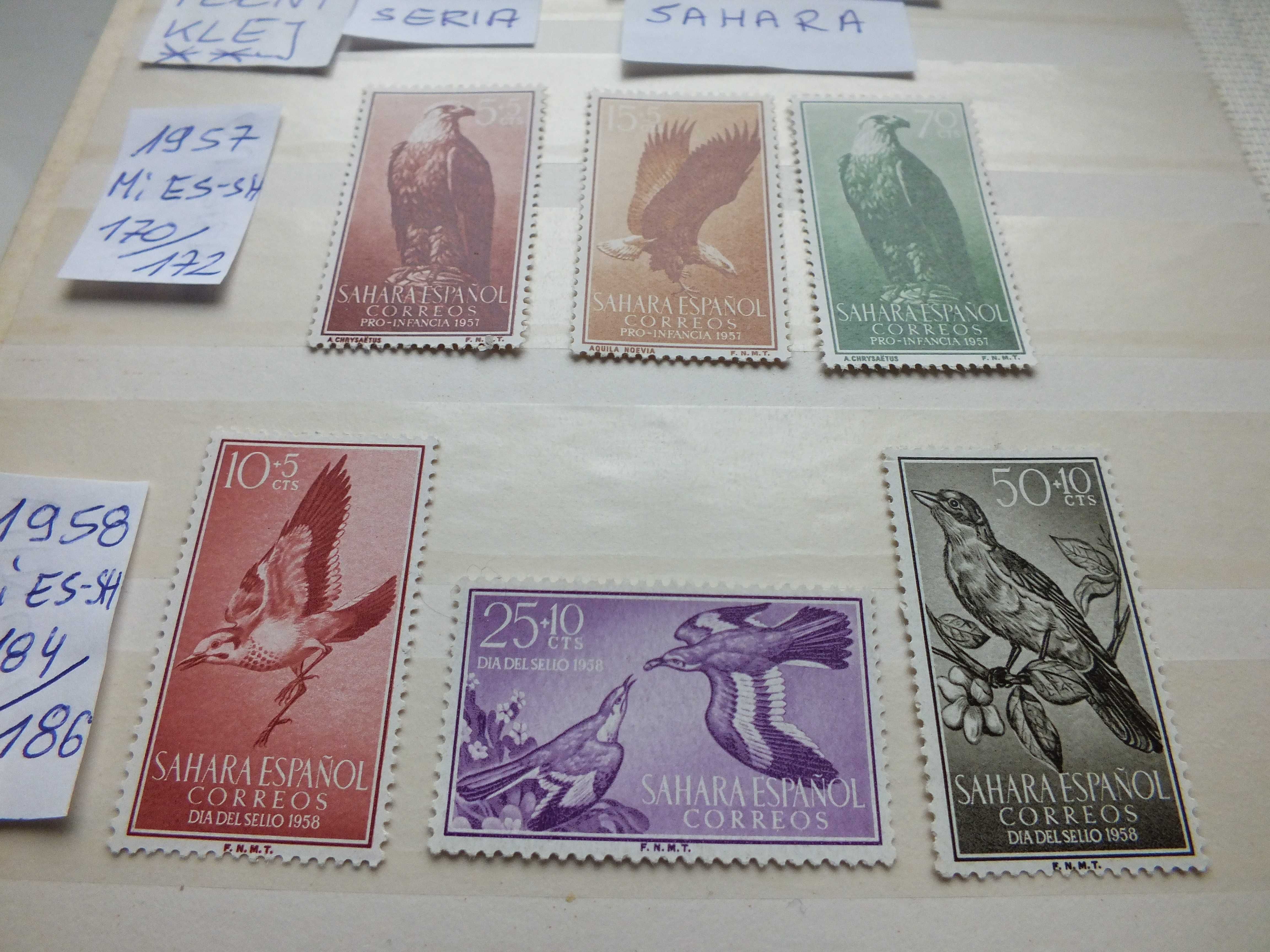 6szt. znaczki pełne serie 1957r. Kolonie Hiszpania SAHARA czyste **