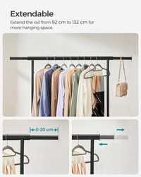 Wieszak na ubrania na kółkach mobilny regulowany drążek 132cm
