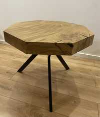 Industrialny nowoczesny stolik kawowy drewno metal loft